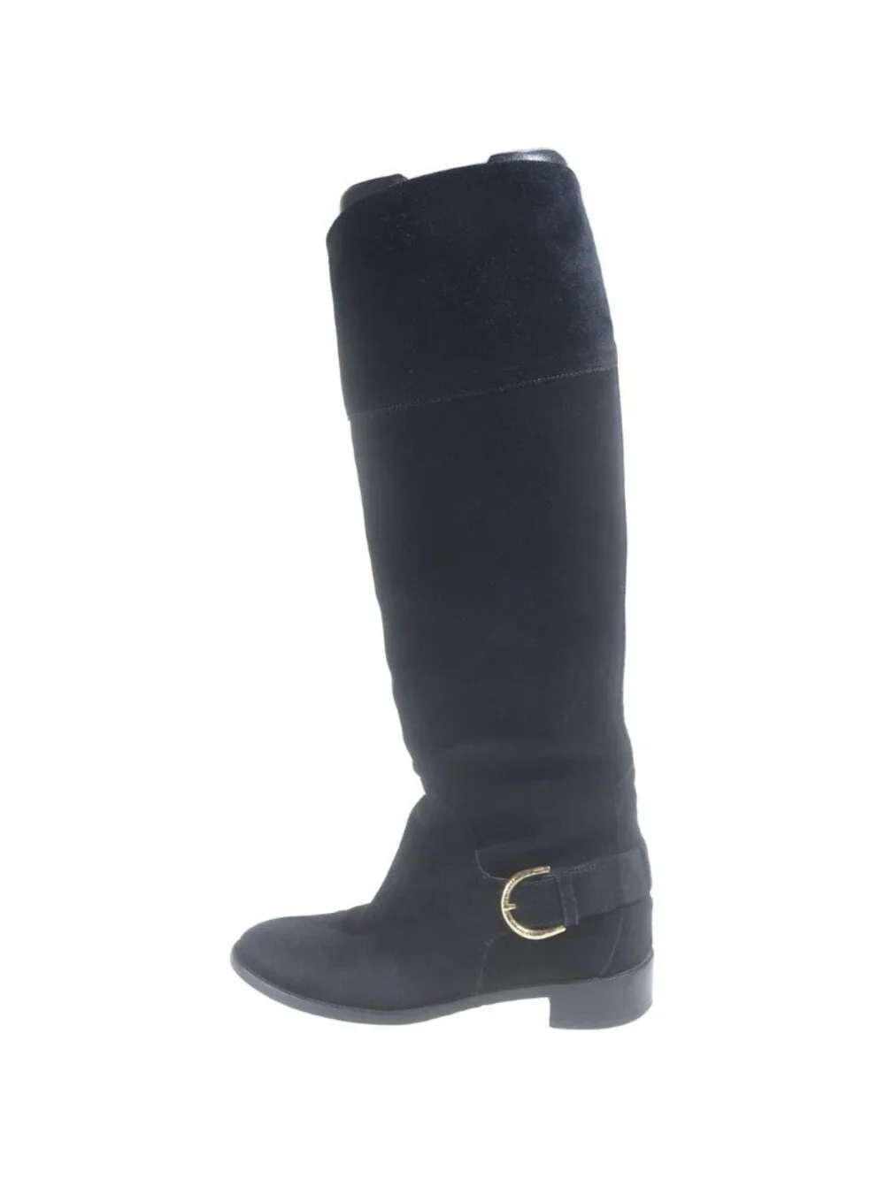Louis Vuitton Suede Long Boots Knee High Black
